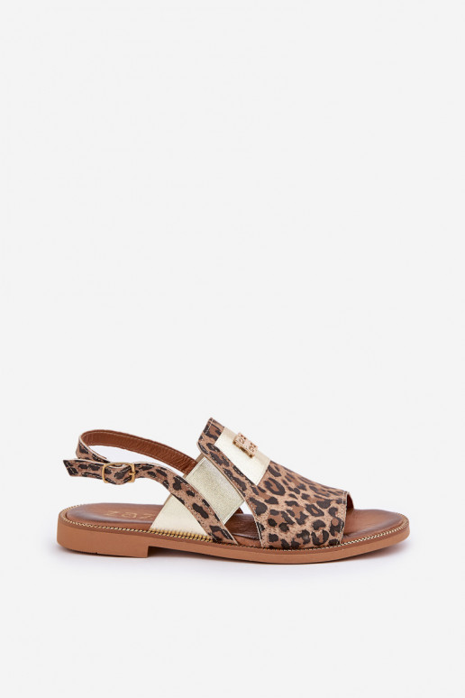 Zazoo 40385  Dámské sandály se vzory leopardí kožešiny hnědá Zazoo 40385  Dámské sandály se vzory leopardí kožešiny hnědá