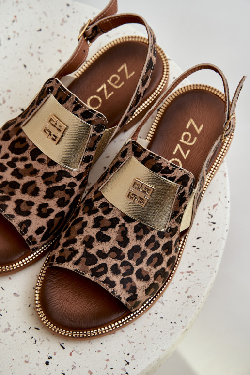 Zazoo 40385  Dámské sandály se vzory leopardí kožešiny hnědá Zazoo 40385  Dámské sandály se vzory leopardí kožešiny hnědá