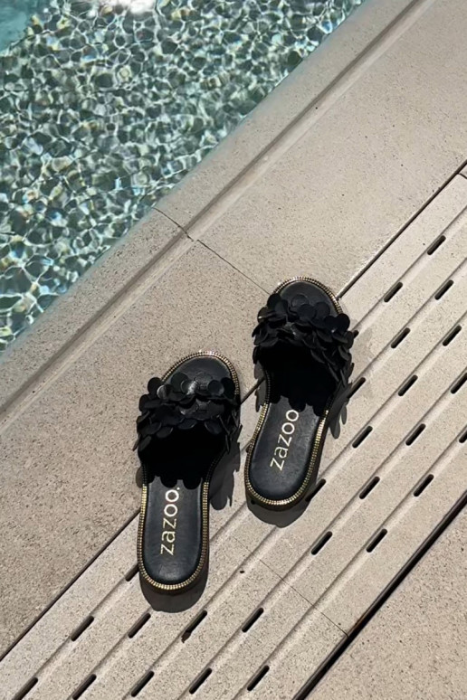 Zazoo 40381  Pantofle s širokými podpatky Černé