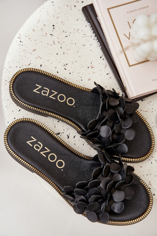 Zazoo 40381  Pantofle s širokými podpatky Černé