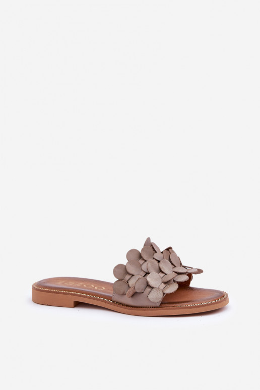 Zazoo 40381  Pantofle s širokými podpatky hliněné barvy