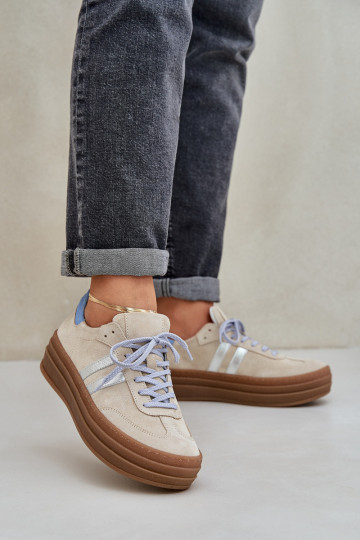 Zazoo N1068S4 Semišové tenisky s platformou béžové