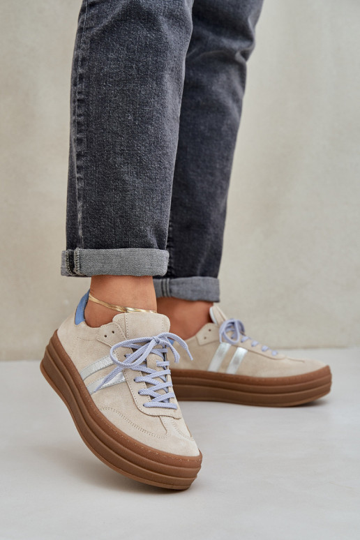 Zazoo N1068S4 Semišové tenisky s platformou béžové Zazoo N1068S4 Semišové tenisky s platformou béžové