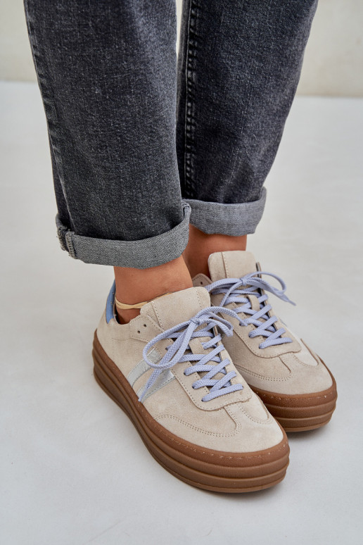 Zazoo N1068S4 Semišové tenisky s platformou béžové Zazoo N1068S4 Semišové tenisky s platformou béžové
