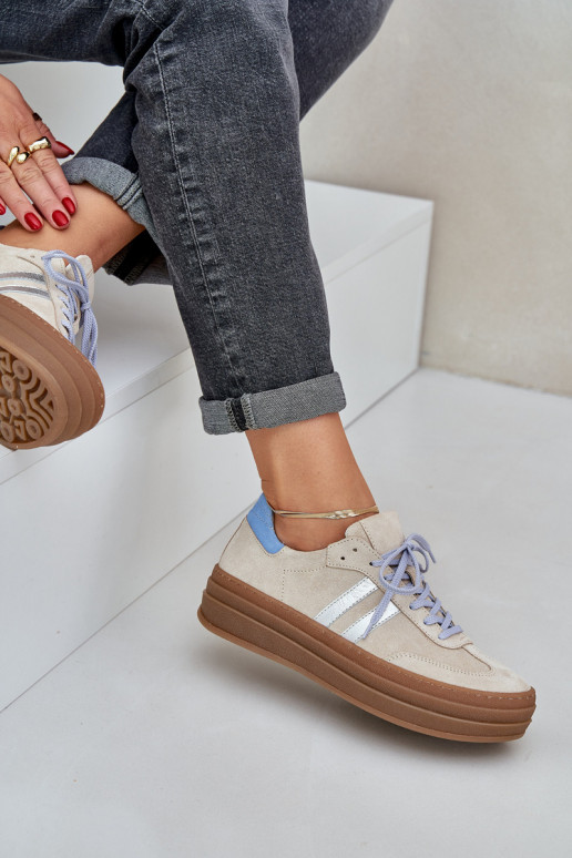 Zazoo N1068S4 Semišové tenisky s platformou béžové Zazoo N1068S4 Semišové tenisky s platformou béžové