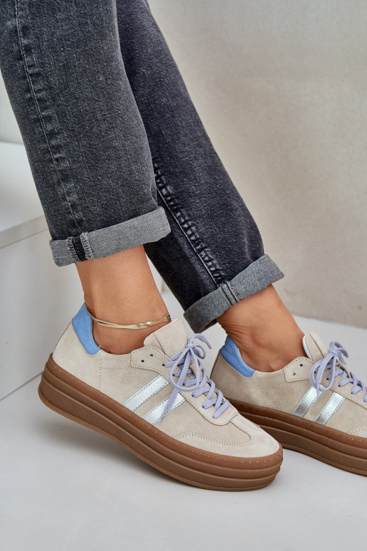 Zazoo N1068S4 Semišové tenisky s platformou béžové Zazoo N1068S4 Semišové tenisky s platformou béžové