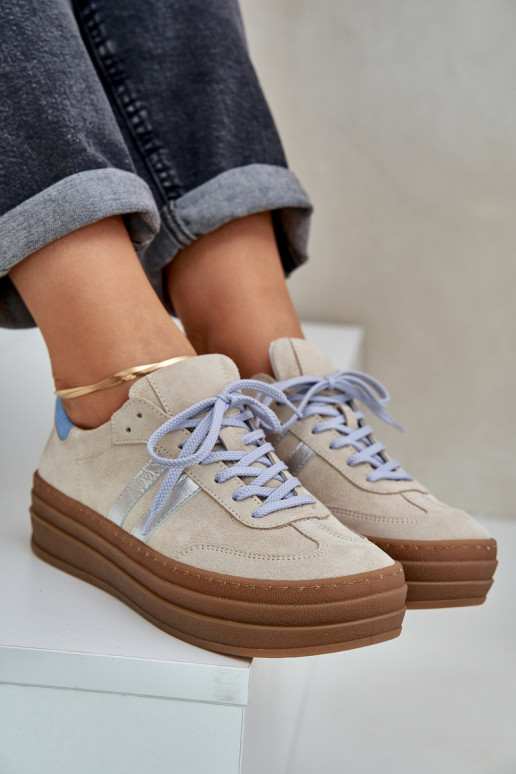 Zazoo N1068S4 Semišové tenisky s platformou béžové Zazoo N1068S4 Semišové tenisky s platformou béžové