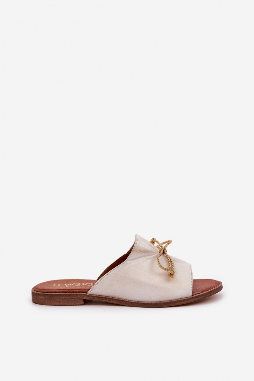  Ploché boty Elegantní styl Pantofle se stuhami  3572 zlaté barvy Przecierany