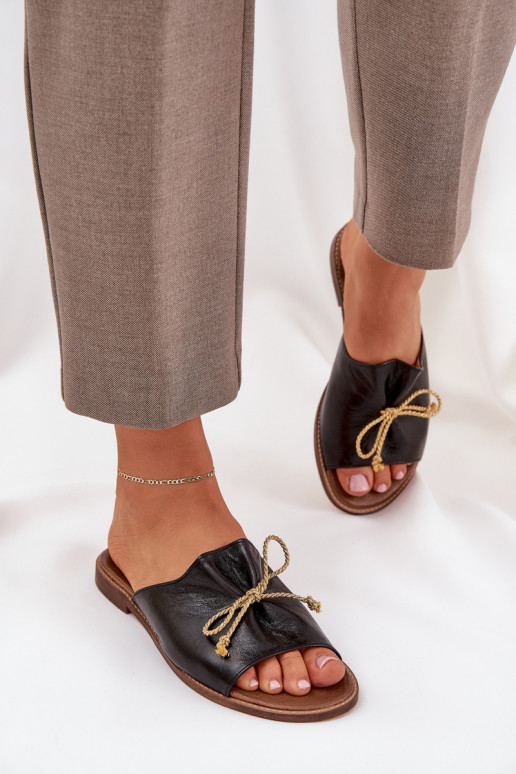  Ploché boty Elegantní styl Pantofle se stuhami  3572 Černé