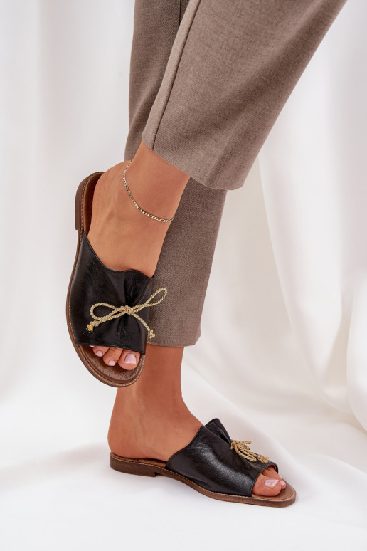  Ploché boty Elegantní styl Pantofle se stuhami  3572 Černé