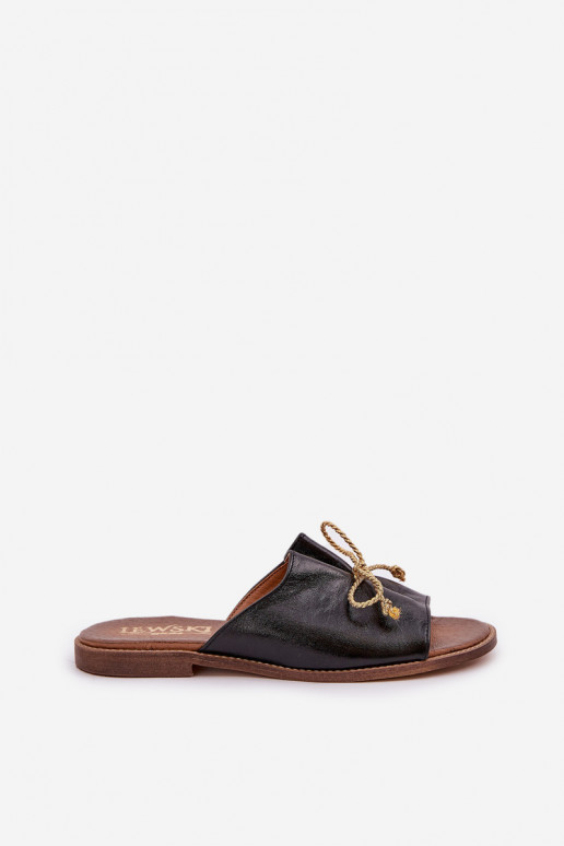  Ploché boty Elegantní styl Pantofle se stuhami  3572 Černé