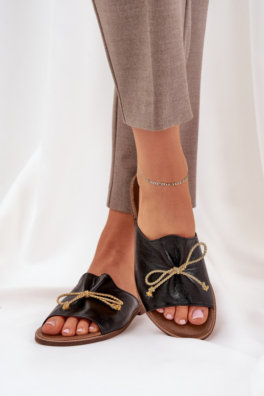  Ploché boty Elegantní styl Pantofle se stuhami  3572 Černé