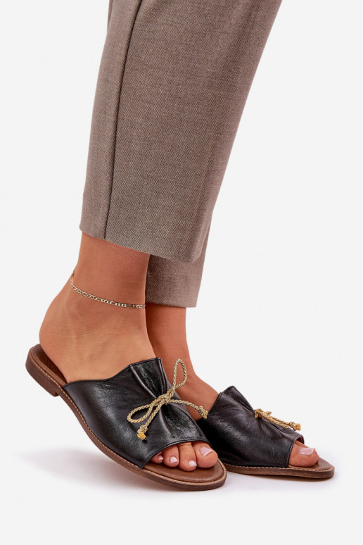  Ploché boty Elegantní styl Pantofle se stuhami  3572 Černé