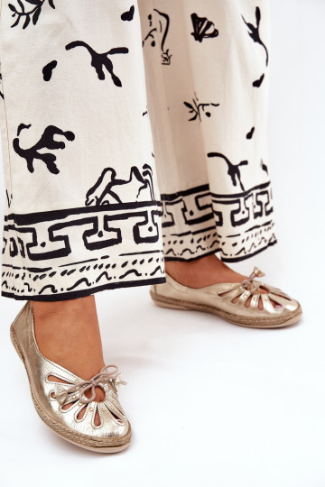 Ploché boty baleríny Z Naturalnej Skóry Zazoo 10179 zlaté barvy 2