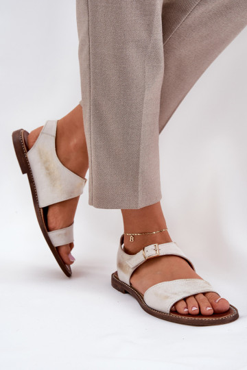  Ploché dámské sandály Zazoo 3014 zlaté barvy Przecierany