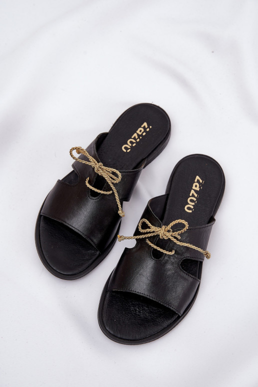 Pantofle  s širokými podpatky Zazoo 3022 Černé