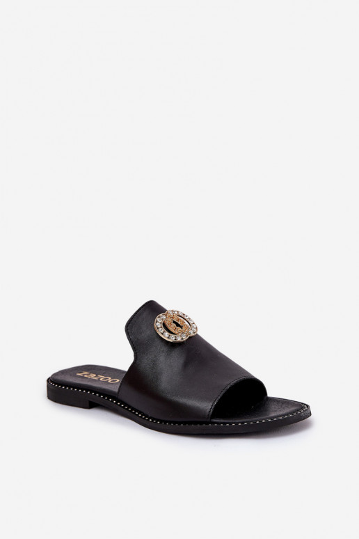 Elegantní styl Pantofle  s ornamenty Zazoo 3008 Černé