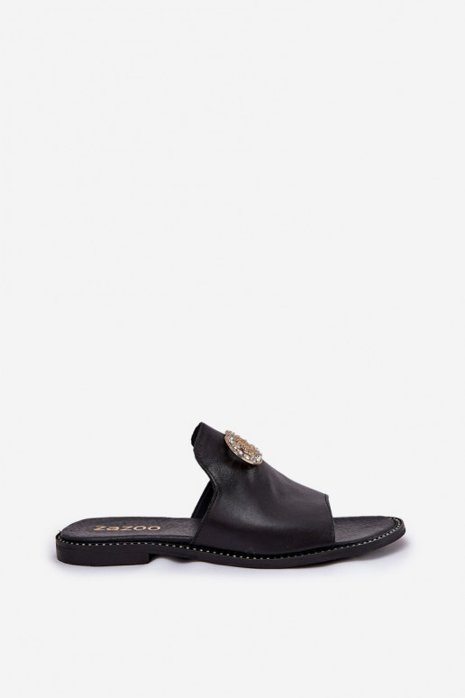 Elegantní styl Pantofle  s ornamenty Zazoo 3008 Černé