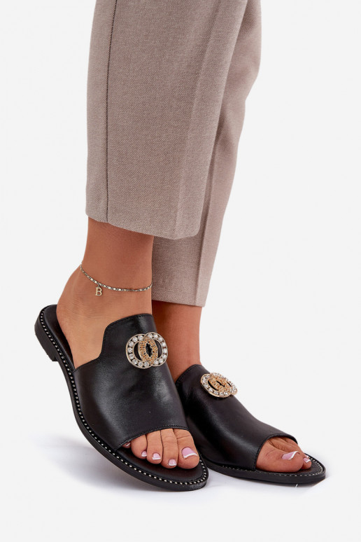 Elegantní styl Pantofle  s ornamenty Zazoo 3008 Černé