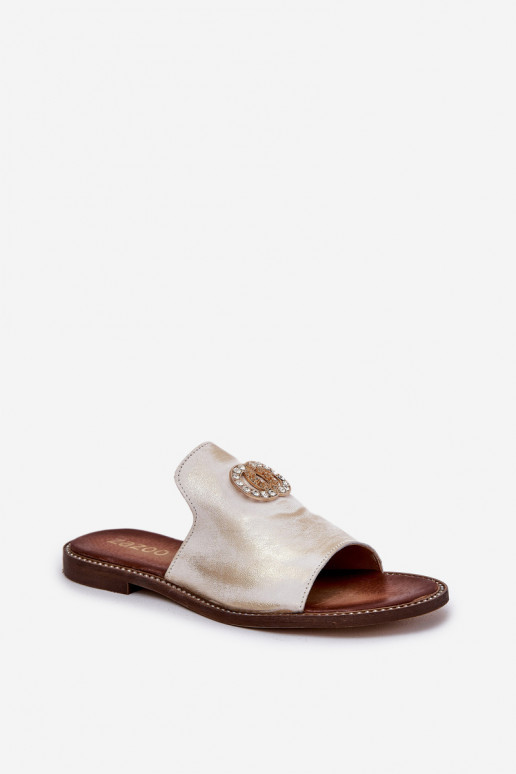 Elegantní styl Pantofle  s ornamenty Zazoo 3008 zlaté barvy Przecierany