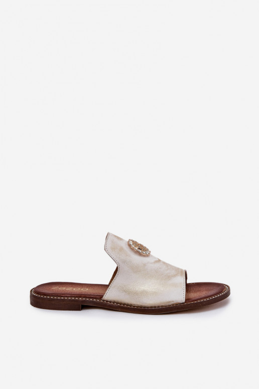 Elegantní styl Pantofle  s ornamenty Zazoo 3008 zlaté barvy Przecierany