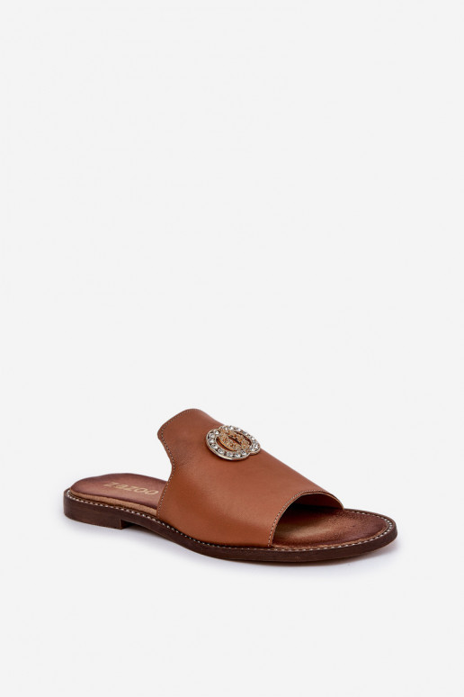 Elegantní styl Pantofle  s ornamenty Zazoo 3008 Camel