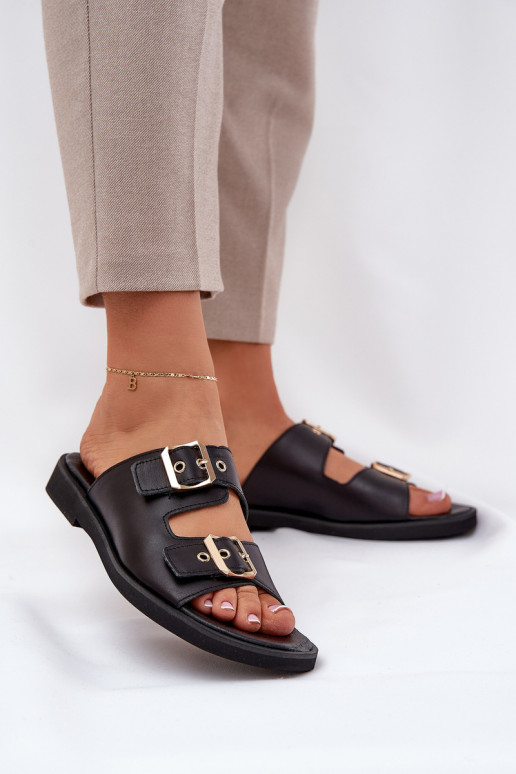  Ploché boty Pantofle s přezkami Zazoo 3020 Černé