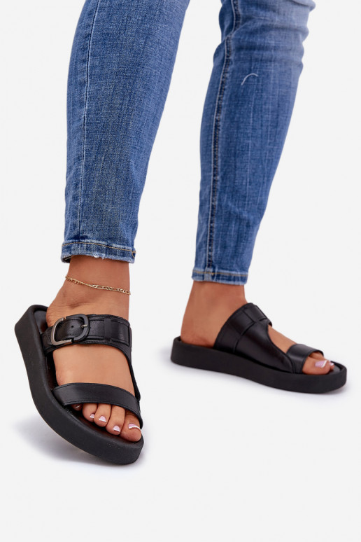 Pantofle  s platformou Zazoo 3024 Černé