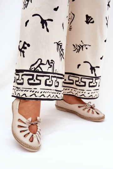 Ploché boty baleríny Z Naturalnej Skóry Zazoo 10179 béžové