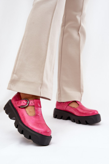 s efektem laku  boty s přezkami Zazoo 20183 růžová