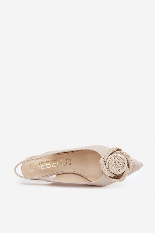 Elegantní styl Obuv s tenkými podpatky CheBello 4666 béžové  Elegantní styl Obuv s tenkými podpatky CheBello 4666 béžové