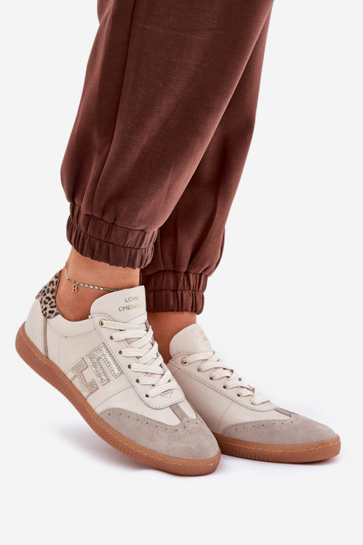 tenisky Tenisky  se vzory leopardí kožešiny CheBello 4640 béžové  tenisky Tenisky  se vzory leopardí kožešiny CheBello 4640 béžové