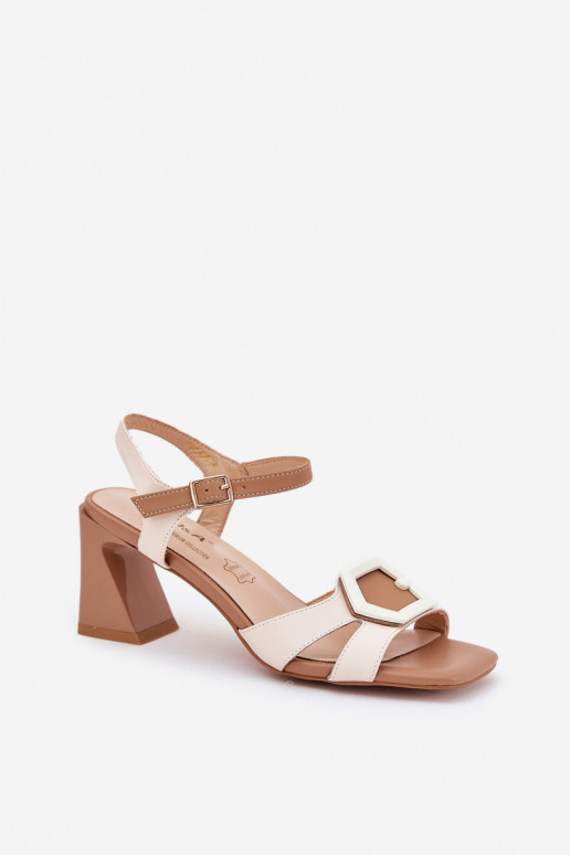 Elegantní styl  Dámské sandály na vysokém podpatku D&A MR38-570 béžové Elegantní styl  Dámské sandály na vysokém podpatku D&A MR38-570 béžové