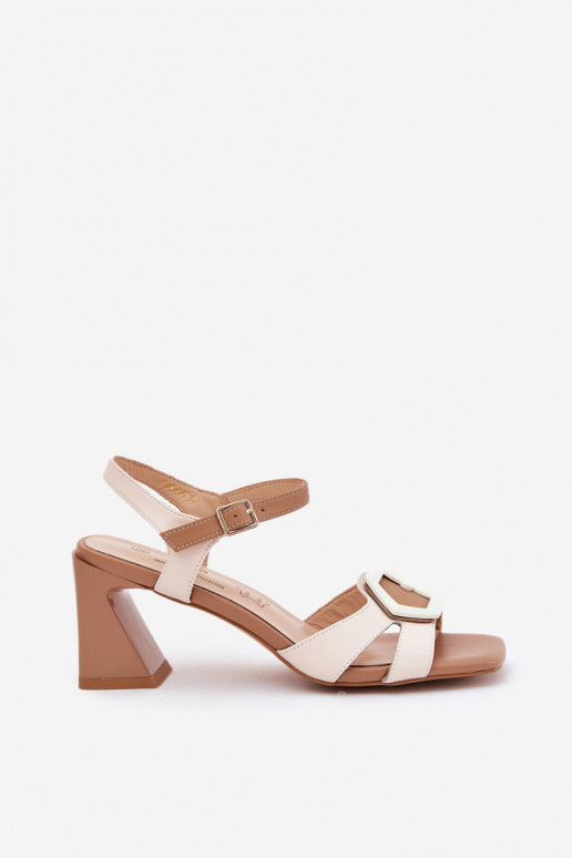 Elegantní styl  Dámské sandály na vysokém podpatku D&A MR38-570 béžové Elegantní styl  Dámské sandály na vysokém podpatku D&A MR38-570 béžové