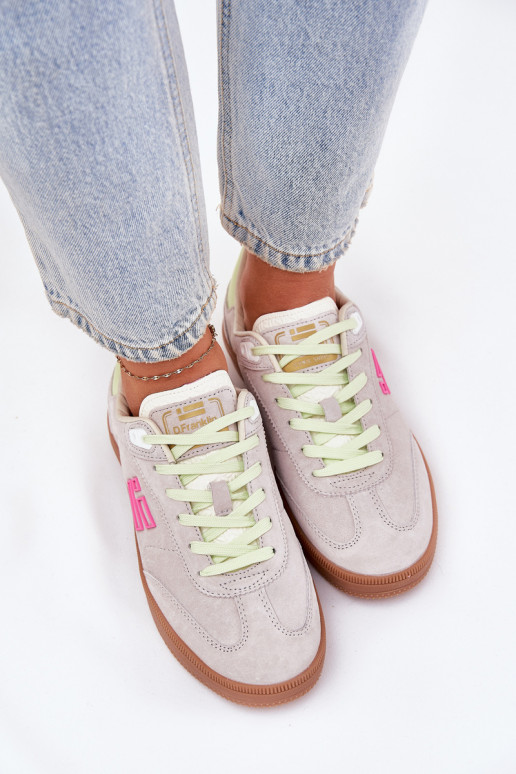 ze semiše tenisky Tenisky  D.Franklin DFSH387005 Zgaszona Biel ze semiše tenisky Tenisky  D.Franklin DFSH387005 Zgaszona Biel