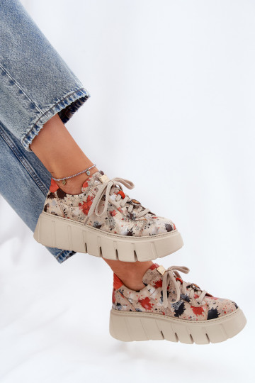  Tenisky s platformou  06891-18 béžové