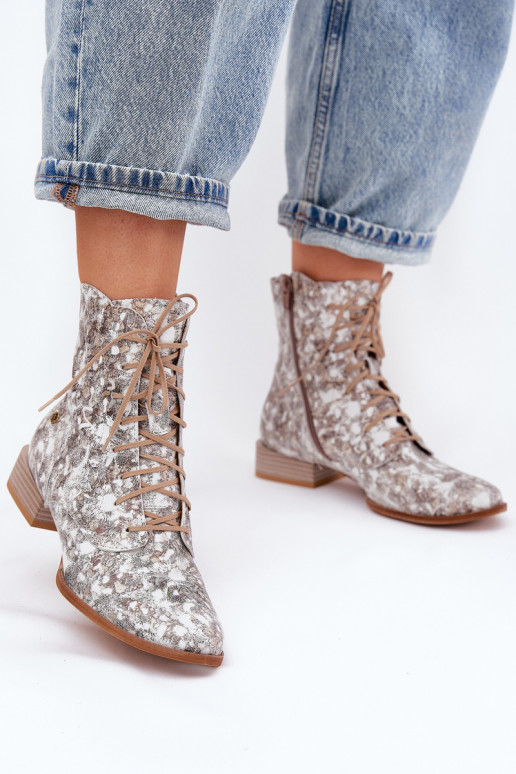 Dřeváky s širokými podpatky  06391-25 béžové   Dřeváky s širokými podpatky  06391-25 béžové