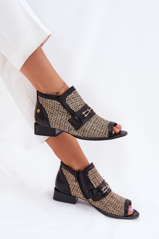 Dřeváky  Z Odkrytymi Palcami  06934-39/00-1 Černé a-béžové Dřeváky  Z Odkrytymi Palcami  06934-39/00-1 Černé a-béžové