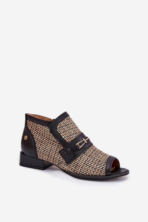 Dřeváky  Z Odkrytymi Palcami  06934-39/00-1 Černé a-béžové Dřeváky  Z Odkrytymi Palcami  06934-39/00-1 Černé a-béžové