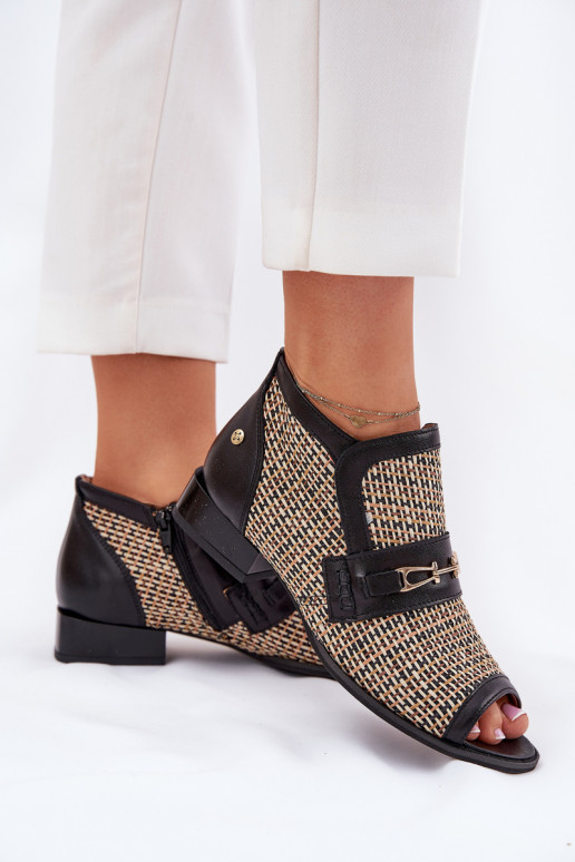 Dřeváky  Z Odkrytymi Palcami  06934-39/00-1 Černé a-béžové Dřeváky  Z Odkrytymi Palcami  06934-39/00-1 Černé a-béžové