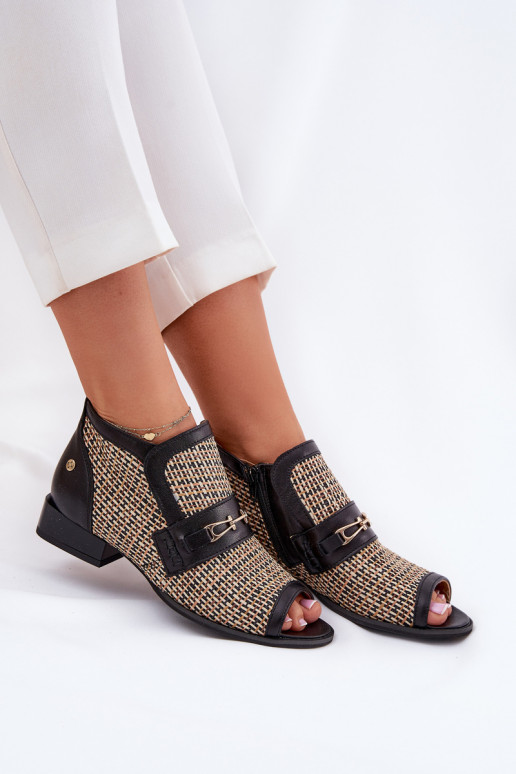 Dřeváky  Z Odkrytymi Palcami  06934-39/00-1 Černé a-béžové Dřeváky  Z Odkrytymi Palcami  06934-39/00-1 Černé a-béžové