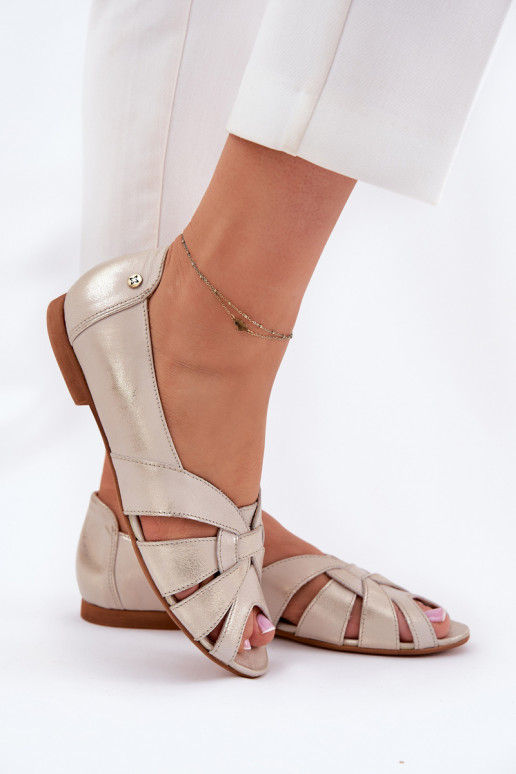 baleríny Z Odkrytymi Palcami  06908-25/001-1 zlaté barvy Przecierany baleríny Z Odkrytymi Palcami  06908-25/001-1 zlaté barvy Przecierany