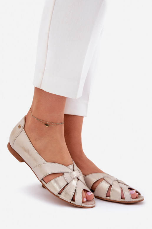 baleríny Z Odkrytymi Palcami  06908-25/001-1 zlaté barvy Przecierany baleríny Z Odkrytymi Palcami  06908-25/001-1 zlaté barvy Przecierany