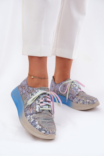  boty Tenisky  s platformou  06776A-06 modrá 2