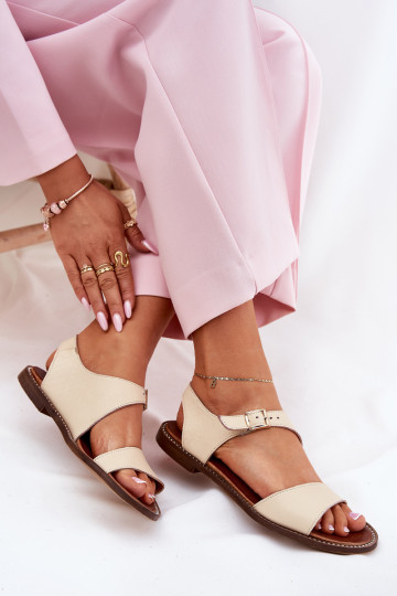  Ploché dámské sandály Zazoo 3014 béžové