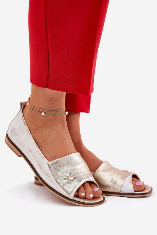 Elegantní styl baleríny Z Odkrytymi Palcami Zazoo 1865 zlaté barvy Przecierany  Elegantní styl baleríny Z Odkrytymi Palcami Zazoo 1865 zlaté barvy Przecierany