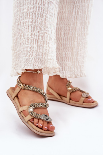 Dámské sandály  s imitací hadí kůže z eko semišeowe Artiker 56C1361 béžové