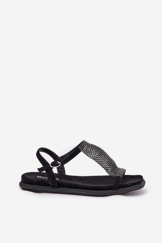Ploché boty Elegantní styl Dámské sandály s třpytivýma očima Artiker 56C1370 Černé Ploché boty Elegantní styl Dámské sandály s třpytivýma očima Artiker 56C1370 Černé