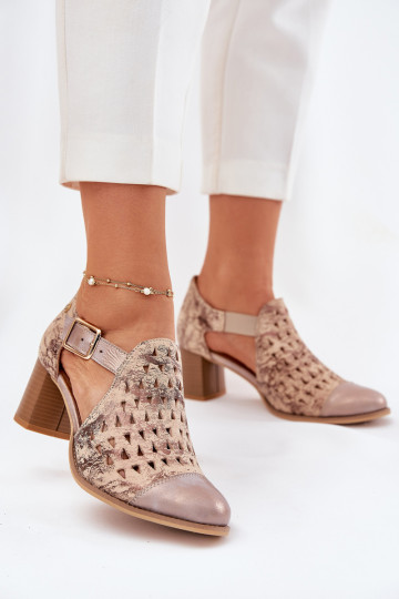   Ažurová obuv  04962-43 béžové-zlaté barvy 2