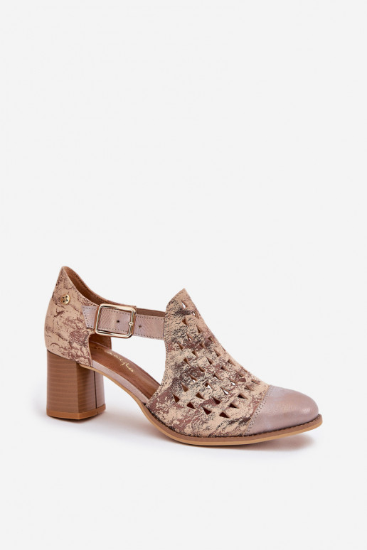 Ažurová obuv  04962-43 béžové-zlaté barvy   Ažurová obuv  04962-43 béžové-zlaté barvy